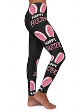 cheap Easter Bottoms-Easter Women&#039;s Leggings Trousers High Rise Yoga Pants Cute Bunny Rabbit Ear Happy Easter Letter Printed Casual Tights