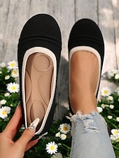 preiswerte Ballerinas für Damen-Atmungsaktive Barfuß-Flyknit-Ballerinas für Damen in weiter Ausführung – leichte, flexible Schlupfschuhe für den Alltag und Komfort im Freien