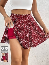 abordables Jupes graphiques-Jupe courte pour femmes culottes slim mode décontractée mini jupes taille haute graphique pois micro-élastique quotidien noir rouge bleu marine été polyester