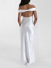 cheap Prom Dresses-Yellow Dress Mermaid / Trumpet Party Dresses Elegant Dress Wedding Wedding Guest Floor Length Sleeveless Off Shoulder Backless with Ruched 2025