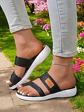 preiswerte Rutschsandalen-Damen-Sandalen mit Zehenschlaufe aus Mesh – atmungsaktive Slip-On-Komfortschuhe für die lässige Sommergarderobe