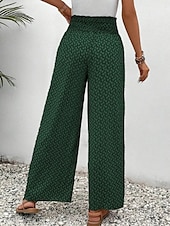 economico gamba larga e vita alta-Pantaloni Baggy in cotone e lino da donna Chinos a gamba larga Vacanza Moda Streetwear Lunghezza intera Vita alta Geometrico Tasca Elastico Comodi Morbidi Confortevoli Micro-elastico Esterno Vacanza