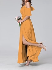 preiswerte abendkleider-Damen Langes Kleid Maxikleid Abschlussballkleid Partykleid Cocktailkleid Mode Party Besonderer Anlass Date Normale Passform Einfach Kurzarm V Ausschnitt Gelb Hellgrün Blau Grün Sommer