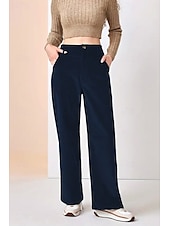 economico Pantaloni in lino e cotone semplici-Per donna Pantaloni in cotone e lino Moda Lunghezza intera Naturale Semplice Tasca Comodo All&#039;aperto Confortevole All&#039;aperto Uscire Nero Blu Caffè Ciano Estate Vestibilità regolare