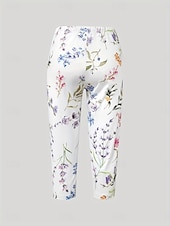 halpa Kukkakuosi-Naisten leggings capri-housut korkea elastisuus lomamuoti vintage vasikanpituus korkea vyötärö kukkakuvioinen painatus hengittävä pehmeä joustava virallinen lomatoimisto robininmunan sininen valkoinen