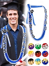abordables Bufandas de mujer-Corona de graduación de la clase de 2025: collar de cinta trenzada con letras de graduación y dije de sombrero, regalo de recuerdo hecho a mano para la ceremonia de graduación de la escuela secundaria y la universidad.