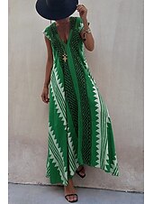 halpa Boho-mekot-Naisten Midimekko Coctail-asu Kukka mekko Boho-mekko Muoti Moderni Loma Teekutsut Bile Normaali Kukka Hihaton V kaula-aukko Musta Viini Sininen Tumman vihreä Kesä