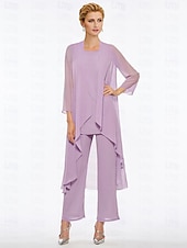 voordelige Broekpakken van mama-Strand Bruiloft Jumpsuit  Pantsuit Moeder van de Bruid Elegante Plus Size Bateau Hals Vloer Lengte Chiffon Mouwloos Wrap Inbegrepen met Effen Kleur om indruk te maken 2025 gratis maat op maat
