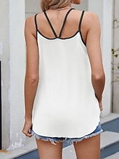 billige Enkel tank topp-Dame Camisole Tank Top Helfarge Daglig Fritid Ermeløs Med stropper Vanlige topper Daglig Svart Hvit Rosa Grønn Sommer
