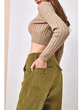 economico Pantaloni in lino e cotone semplici-Per donna Pantaloni in cotone e lino Moda Lunghezza intera Naturale Semplice Tasca Comodo All&#039;aperto Confortevole All&#039;aperto Uscire Nero Blu Caffè Ciano Estate Vestibilità regolare