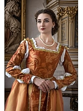 abordables Robe-Médiéval Renaissance Robe Robes de Bal Viking Chevalier Celtique Déguisement Femmes Royal Halloween Carnaval Mascarade Performance LARP Foire de la Renaissance Adulte Robe