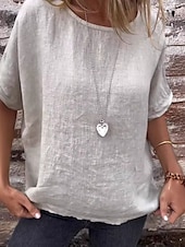 abordables Chemises-Femmes T-shirt Uni Mode Moderne Occasionnel Manche Courte Col ras du cou Hauts Réguliers Quotidien Week-end Vert cendré Blanche Jaune Été