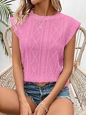 ieftine Topuri din dantelă-Pentru femei Camisole Tank Top Simplu De Bază Modern Fără manșon Stil Nautic Topuri obișnuite Zilnic Concediu Negru Alb Roz Îmbujorat Albastru celest Mov Vară