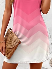 abordables Robes Rayés et Géométriques-Femmes Mini Robe Robe Décontractée Robe d&#039;Été Robe trapèze Robe à épaules dénudées Vacances Occasionnel Boho Soirée Travail Coupe ajustée A Ombre Graphique Rayure Sans manches Col en U Rose Claire Été