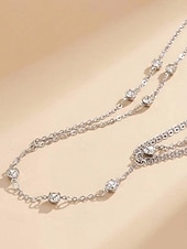economico Collana da donna-Delicata catena per il corpo da donna, gioiello per bikini – catena per la vita a strati in oro e argento con cristalli per abbigliamento da spiaggia, feste in piscina e abiti da festival