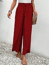 economico gamba larga e vita alta-Pantaloni Baggy in cotone e lino da donna Chinos a gamba larga Vacanza Moda Streetwear Lunghezza intera Vita alta Geometrico Tasca Elastico Comodi Morbidi Confortevoli Micro-elastico Esterno Vacanza