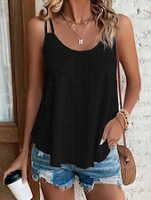 cheap Shirts-Women&#039;s Blouse Camisole Tank Top Plain Modern Casual Sleeveless Strap Regular Tops Daily Going out Backless Black White Green Summer