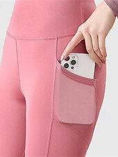 economico Leggings e collant da yoga-Per donna Pantaloni da yoga Leggings da yoga con Tasca per Telefono Controllo addominale Sollevamento glutei Vita Alta Yoga Allenamento in Palestra Pilates Collant Nero Rosa Rosso Spandex Autunno Gli