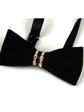 baratos Jantar de festa-Gravata Borboleta Vintage Masculina Festa de Casamento Trajes de Recepção Gravata Borboleta Veludo Cor Sólida Preto Borgonha Azul Royal