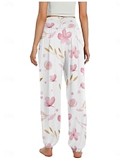 economico Pantaloni-Per donna Pantaloni ispirati al lino Gamba larga Pantaloni Stile Etnico Casual Boho Lunghezza intera Vita Alta Floreale Foglia Tropicale Tasca Elastico in vita Stampa Traspirabilità Morbido