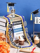 abordables Bufandas de mujer-Corona de graduación de la clase de 2025: collar de cinta trenzada con letras de graduación y dije de sombrero, regalo de recuerdo hecho a mano para la ceremonia de graduación de la escuela secundaria y la universidad.