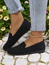 ieftine Pantofi Joși de Damă-pantofi flyknit strălucitori pentru damă, cu strasuri – pantofi eleganti pentru ținute casual și ieșiri de primăvară