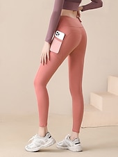 economico Leggings e collant da yoga-Per donna Pantaloni da yoga Leggings da yoga con Tasca per Telefono Controllo addominale Sollevamento glutei Vita Alta Yoga Allenamento in Palestra Pilates Collant Nero Rosa Rosso Spandex Autunno Gli