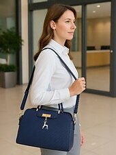 cheap Handbag &amp; Totes-Women&#039;s Faux Leather Top Handle Tote Bag with Deer Charm - Elegant Structured Women&#039;s Shoulder Bag, Perfect for Mother&#039;s Day Gift, Work, Shopping and Casual Outings