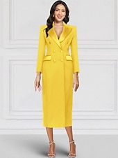 halpa Teen pituus-Blazer-tuxedomekko Column keltainen sininen äidin mekko morsiamen elegantti vintage kauluspaita nilkkamittainen venytyskangas pitkähihainen kiinteällä värillä 2025
