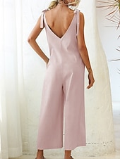 cheap Formal Jumpsuits-Women's Normal Dungarees Jumpsuit Streetwear Solid Color Sleeveless V Neck Backless Pocket Street Daily Regular Fit Black White Light Green Summer