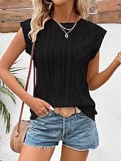 ieftine Topuri din dantelă-Pentru femei Camisole Tank Top Simplu De Bază Modern Fără manșon Stil Nautic Topuri obișnuite Zilnic Concediu Negru Alb Roz Îmbujorat Albastru celest Mov Vară