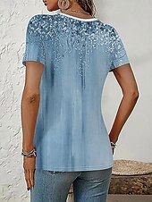preiswerte Kunst &amp; Design T-Shirt-Damen T Shirt Ombre Grafik Marmor Elegant Stilvoll Kurzarm Rundhalsausschnitt Rundhals Normale Oberteile Täglich Ausgehen Patchwork Knöpfe Gestuft Rosa Blau Purpur Grün Sommer Frühling