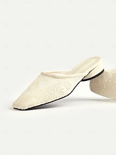 halpa Naisten pistokkaat-naisten valkoiset pitsiset balettitassut – tyylikkäät silkkaa verkkohääkengät morsiamelle ja kesän puutarhajuhliin