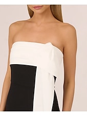 baratos Ternos e Macacões-macacão vestido de noite elegante vestido formal para convidados de casamento comprimento até o chão sem mangas ombro a ombro bloco de cores com pregas laço(s) 2025