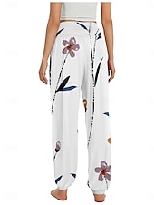 economico Pantaloni-Per donna Pantaloni ispirati al lino Gamba larga Pantaloni Stile Etnico Casual Boho Lunghezza intera Vita Alta Floreale Foglia Tropicale Tasca Elastico in vita Stampa Traspirabilità Morbido