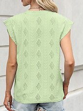 abordables T-shirt uni-T-shirt pour femmes unicolore mode élégante moderne manches courtes col rond hauts réguliers quotidiens week-end œillets noir blanc rose vert été printemps