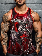 ieftine maiouri 3d pentru bărbați-Bărbați Balaur Vest Top Sub Cămașă Fără manșon Tricou Tipărire 3D Stil Nautic Cămașă Modă Exagerat Stradă Casual Zilnic Roșu-aprins Albastru piscină Mov Vară Primăvară Îmbrăcăminte S M L XL XXL XXXL