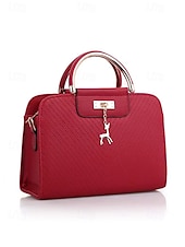 cheap Handbag &amp; Totes-Women&#039;s Faux Leather Top Handle Tote Bag with Deer Charm - Elegant Structured Women&#039;s Shoulder Bag, Perfect for Mother&#039;s Day Gift, Work, Shopping and Casual Outings