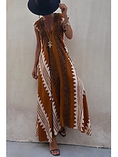 halpa Boho-mekot-Naisten Midimekko Coctail-asu Kukka mekko Boho-mekko Muoti Moderni Loma Teekutsut Bile Normaali Kukka Hihaton V kaula-aukko Musta Viini Sininen Tumman vihreä Kesä