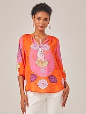economico Bluse e camicie-pullover con stampa in stile vacanza