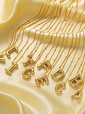 abordables Collier pour femme-Collier pendentif lettre bulle plaqué or – bijou personnalisé avec initiales de 26 lettres de l&#039;alphabet pour femmes et filles – style minimaliste tendance pour anniversaire, remise de diplôme ou usage quotidien