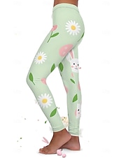 cheap Easter Bottoms-Easter Women&#039;s Leggings Trousers High-Waisted Cute Bunny Egg Graphic Printed Tummy Control Running Pants Spring Summer Fall