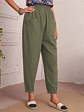 economico Pantaloni-Per donna Pantaloni Affusolati Chinos Moda Streetwear Essenziale Lunghezza alla caviglia Vita media Semplice Tasca Elastico in vita Comodità All&#039;aperto Micro-elastico Vacanza Streetwear Quotidiano