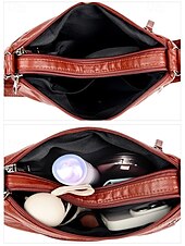 preiswerte Umhängetaschen-braune Umhängetasche aus Kunstleder für Damen mit mehreren Reißverschlusstaschen – lässige, leichte Kuriertasche für den täglichen Gebrauch, Reisen und Ausflüge in die Stadt