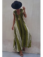 halpa Boho-mekot-Naisten Midimekko Coctail-asu Kukka mekko Boho-mekko Muoti Moderni Loma Teekutsut Bile Normaali Kukka Hihaton V kaula-aukko Musta Viini Sininen Tumman vihreä Kesä