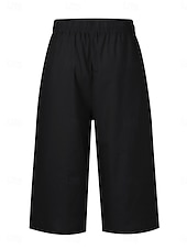 cheap Plain Cotton Linen Pant-Women&#039;s Cotton Linen Pants Capri Pants Solid Color Chinos Basic Casual Calf-Length High Waist Plain Pocket Drawstring Comfort Outdoor Micro-elastic Vacation Street Daily Black White Red Apricot
