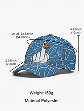 economico Cappelli da uomo-Cappellino da baseball da uomo con stampa di anatra in stile cartoon - design divertente con dito medio, cappellino snapback regolabile, stile casual da strada, adatto per attività all&#039;aperto, viaggi o estive