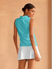 cheap Polos &amp; Quarterzips-Women&#039;s Golf Polo Shirt Baby blue Lake blue Black Sleeveless Top Ladies Golf Attire Clothes Outfits Wear Apparel