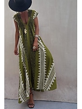 halpa Boho-mekot-Naisten Midimekko Coctail-asu Kukka mekko Boho-mekko Muoti Moderni Loma Teekutsut Bile Normaali Kukka Hihaton V kaula-aukko Musta Viini Sininen Tumman vihreä Kesä