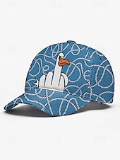 economico Cappelli da uomo-Cappellino da baseball da uomo con stampa di anatra in stile cartoon - design divertente con dito medio, cappellino snapback regolabile, stile casual da strada, adatto per attività all&#039;aperto, viaggi o estive
